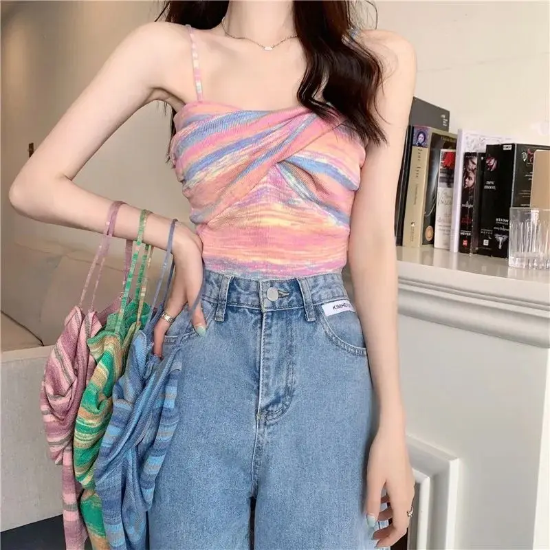 2023 New Summer Sexy All-match Pleated Multicolor Slim Camis Female Simplicity Sweet Patchwork Pullover Top Tee Women Clothing
2023 New Summer Sexy All-match Pleated Multicolor Slim Camis Female Simplicity Sweet Patchwork Pullover Top Tee Women Clothing