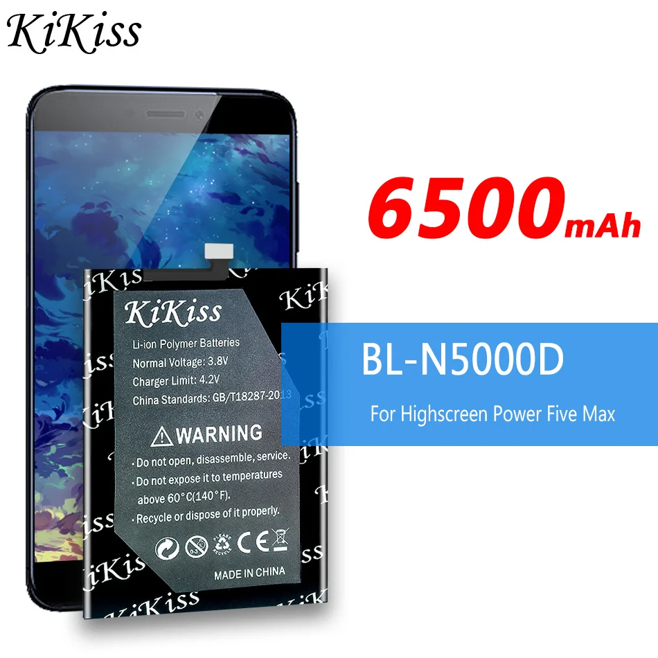 

6500mAh KiKiss Powerful Battery BL-N5000D For Highscreen Power Five Max FiveMax
