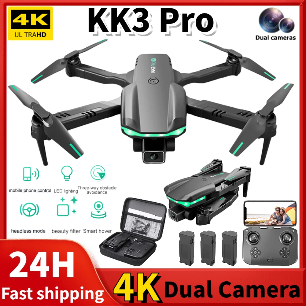 KK3 Pro Mini Drone 4K Professinal HD Dual Camera Foldable RC Helicopter WiFi FPV Height Hold Remote Quadcopter for Kids Gift Toy
KK3 Pro Mini Drone 4K Professinal HD Dual Camera Foldable RC Helicopter WiFi FPV Height Hold Remote Quadcopter for Kids Gift Toy