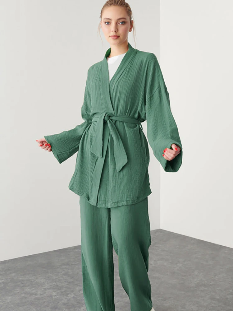 Хлопковая женская домашняя одежда Linad, комплект из 2 предметов, свободная пижама с длинным рукавом и поясом, женская одежда для сна, Зимние По...
Хлопковая женская домашняя одежда Linad, комплект из 2 предметов, свободная пижама с длинным рукавом и поясом, женская одежда для сна, Зимние По...