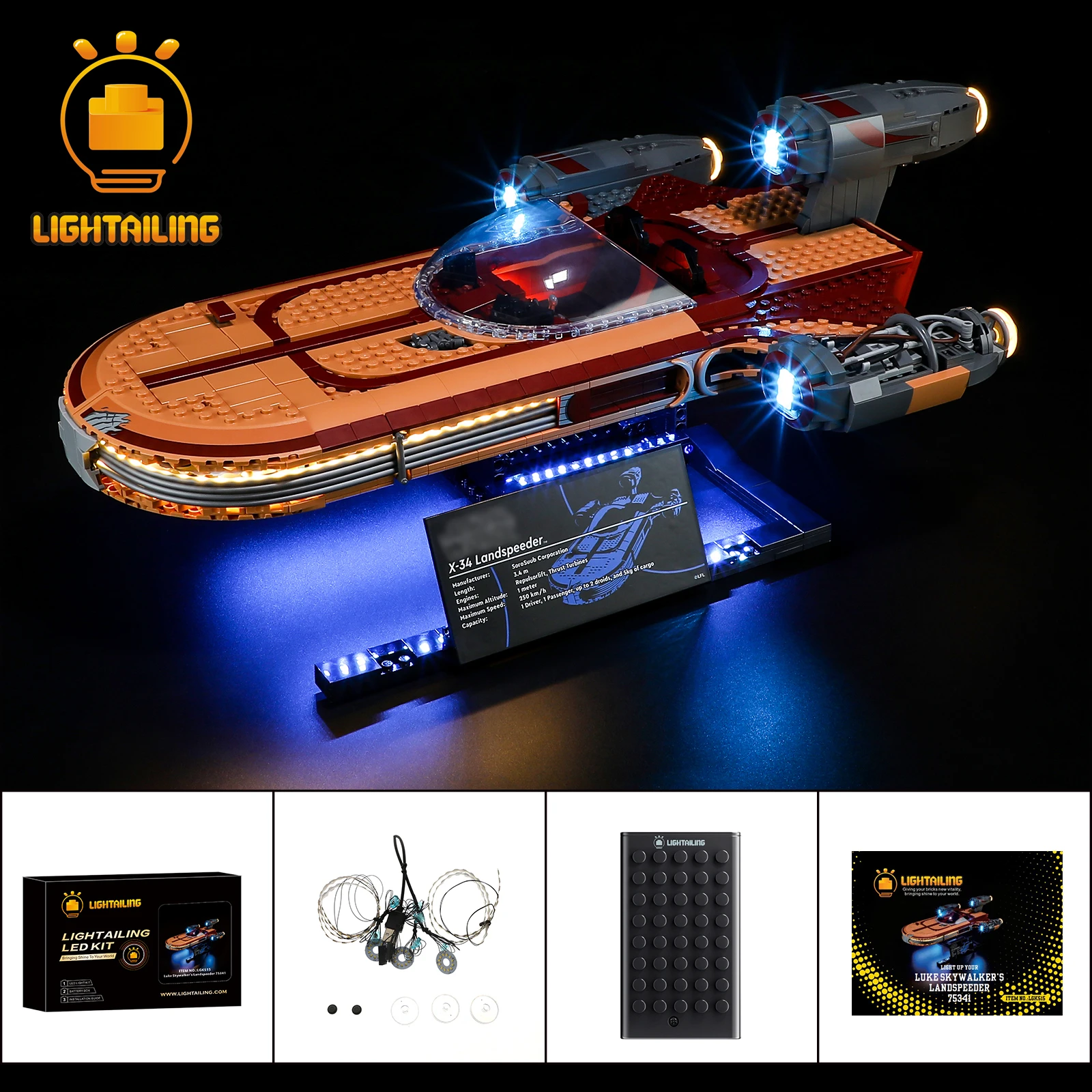 LIGHTAILING LED Light Kit for 75341 Landspeeder Building Blocks Set (NOT Include the Model) Toys for Children
LIGHTAILING LED Light Kit for 75341 Landspeeder Building Blocks Set (NOT Include the Model) Toys for Children