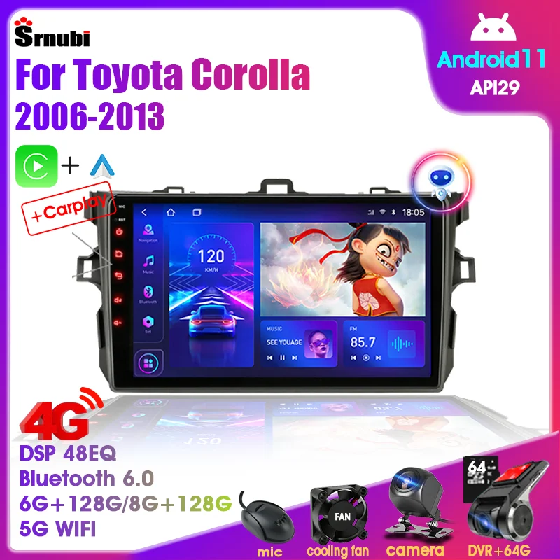 Автомагнитола 9 "на Android для Toyota Corolla E140/150 2006-2013 мультимедийный плеер 2DIN DVD