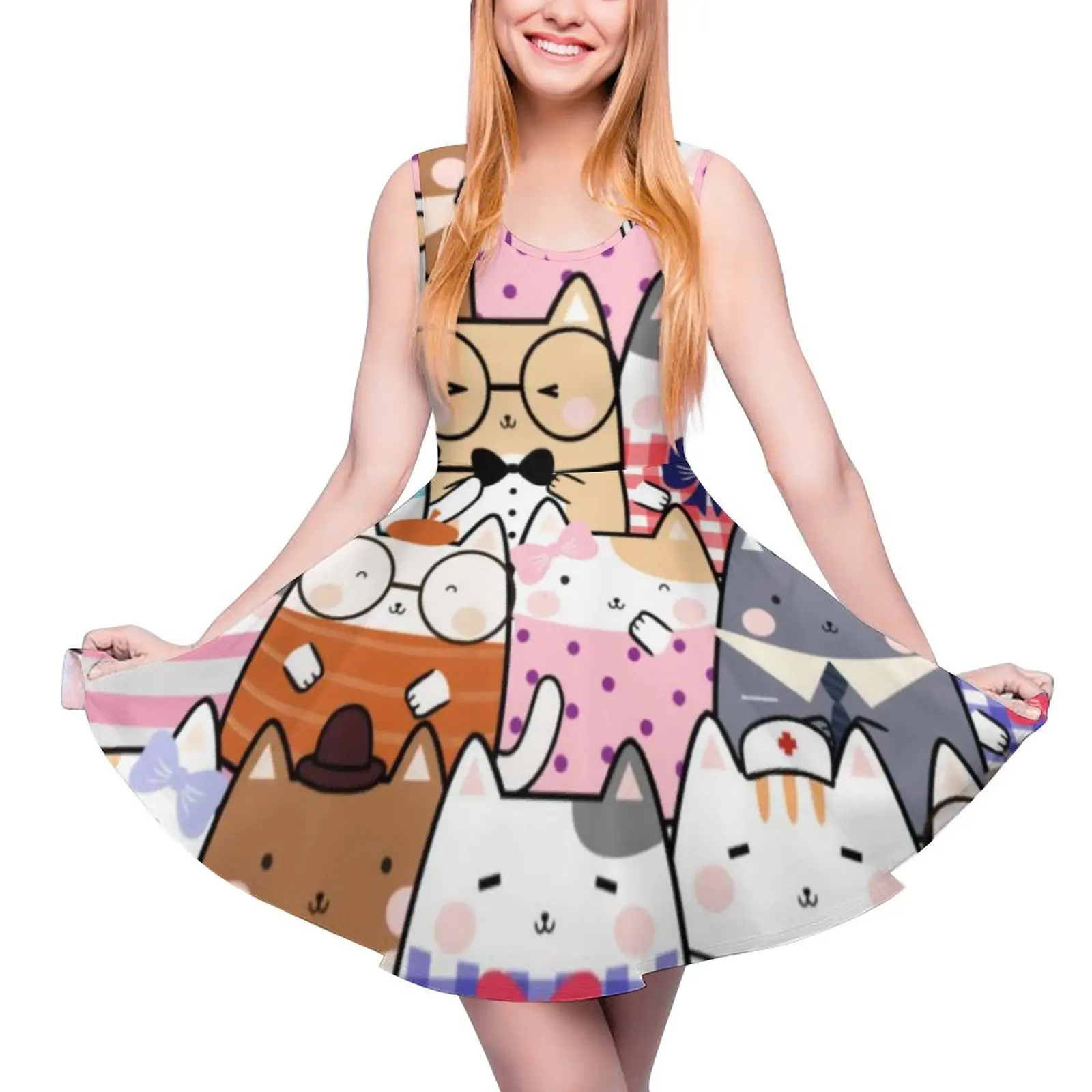 Cat Dress Kitten Cartoon Illustration Vibrant Elegant Dresses Sleeveless Aesthetic Skate Dress Design Clothing Birthday Present
Cat Dress Kitten Cartoon Illustration Vibrant Elegant Dresses Sleeveless Aesthetic Skate Dress Design Clothing Birthday Present