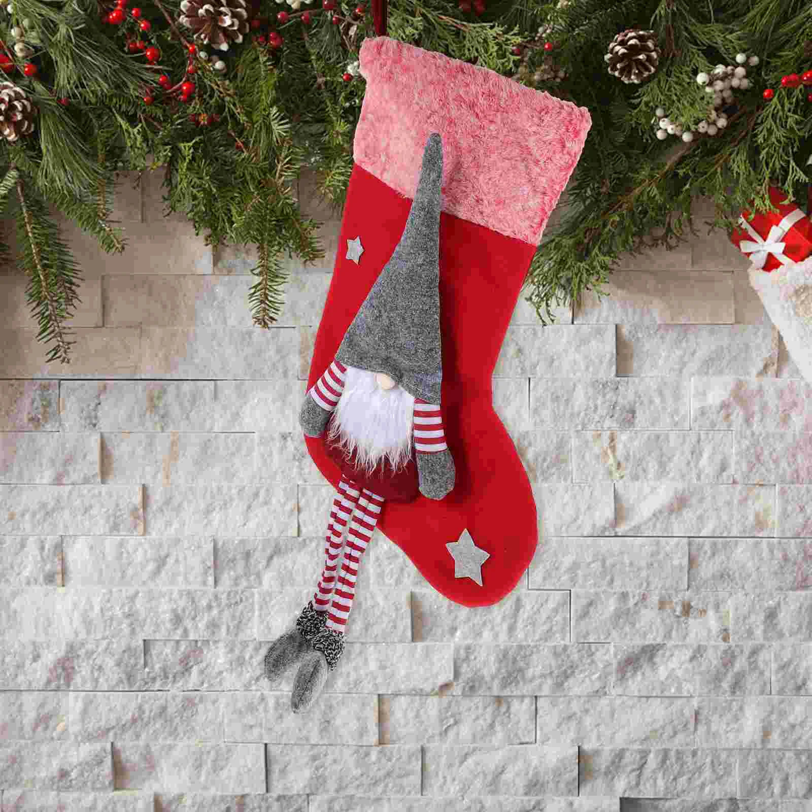 

Christmas Decorations Stocking Sock Gift Bag Hang Socks For Tree Stockings Flannel Xmas Elder Pouch