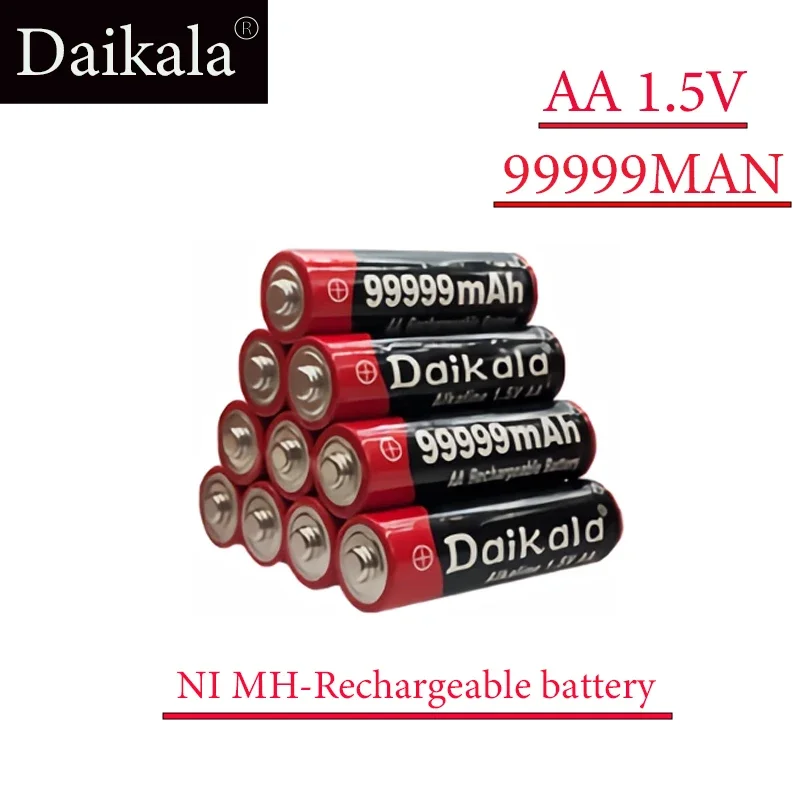 

AA Battery 2023New Bestselling 99999MAh 1.5V AAalkalinity Rechargeable Battery for Remote Control Flashlights Toys+Free Shipping