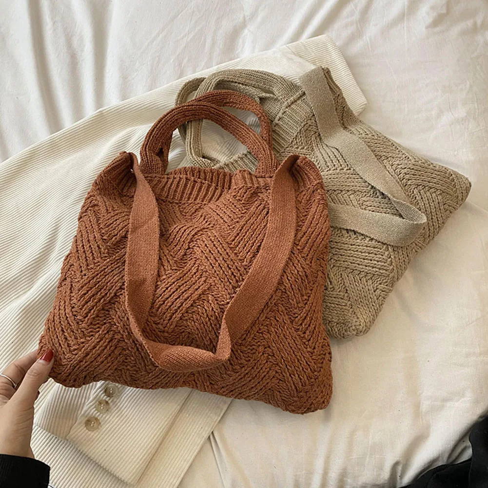 Retro Shoulder Bag Handmade Women Tote Purse Knitted Top-handle Bag Large-capacity Crochet Bag Vintage Ladies Girl Shopping Bags
Retro Shoulder Bag Handmade Women Tote Purse Knitted Top-handle Bag Large-capacity Crochet Bag Vintage Ladies Girl Shopping Bags