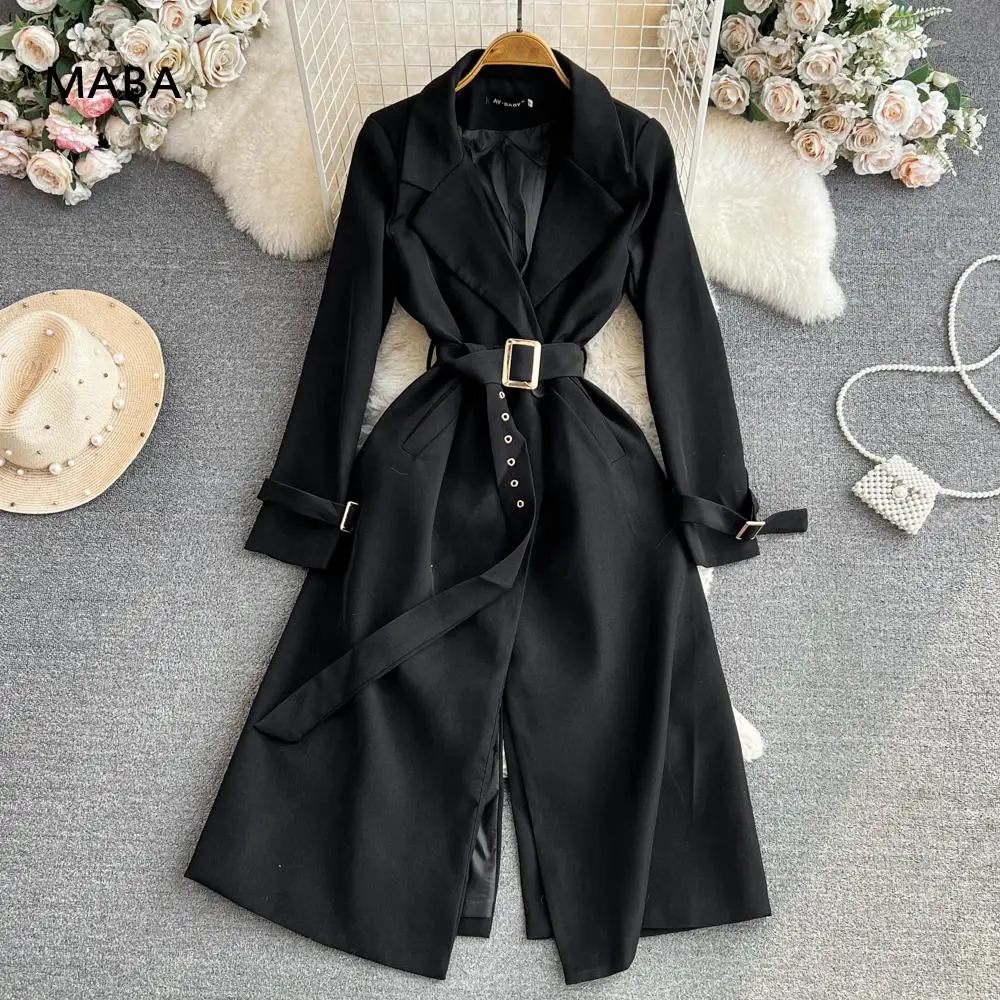 Женский Длинный Тренч на пуговицах, черное платье в английском стиле с отложным воротником на осень и зиму, верхняя одежда
Женский Длинный Тренч на пуговицах, черное платье в английском стиле с отложным воротником на осень и зиму, верхняя одежда