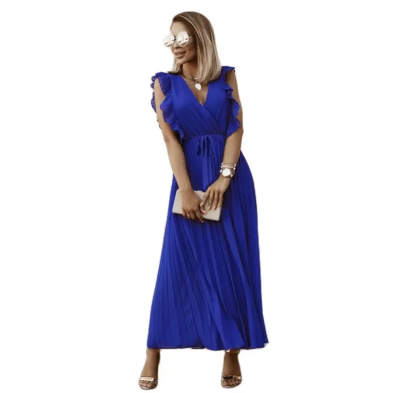 2023 New Temperament Beach Long Dress Fashion Slim Fit Sexy Ruffle Sleeve Chiffon Pleated Dress Solid Color Dress S73
2023 New Temperament Beach Long Dress Fashion Slim Fit Sexy Ruffle Sleeve Chiffon Pleated Dress Solid Color Dress S73