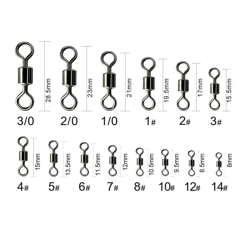 50pcs/Lot Fishing Barrel Bearing Rolling Swivel Solid Ring LB Lures Connector 14 Size Fish Tool Fishing Tackle Accessories
50pcs/Lot Fishing Barrel Bearing Rolling Swivel Solid Ring LB Lures Connector 14 Size Fish Tool Fishing Tackle Accessories