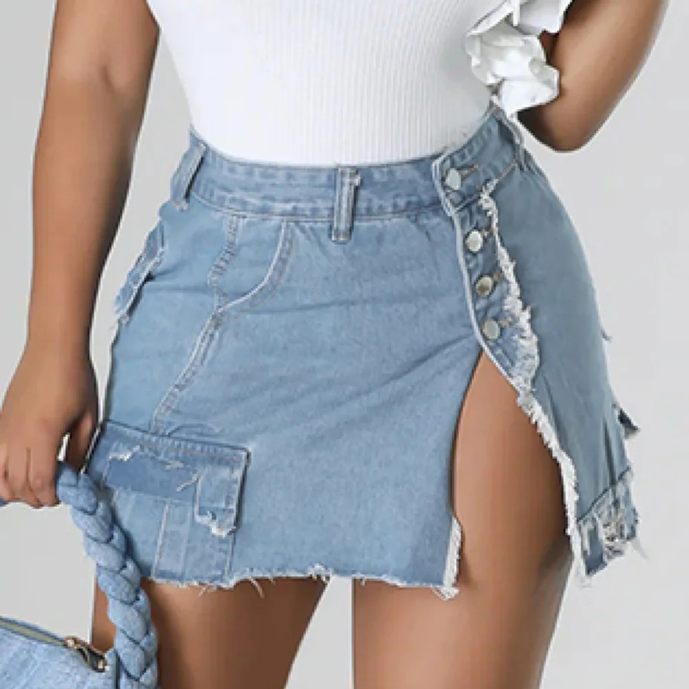 Woman Sexy Denim Mini Skirts High Street Female Bottoms Fashion Washed Pocket Slit Tassel Skirt Women Club Streetwear
Woman Sexy Denim Mini Skirts High Street Female Bottoms Fashion Washed Pocket Slit Tassel Skirt Women Club Streetwear