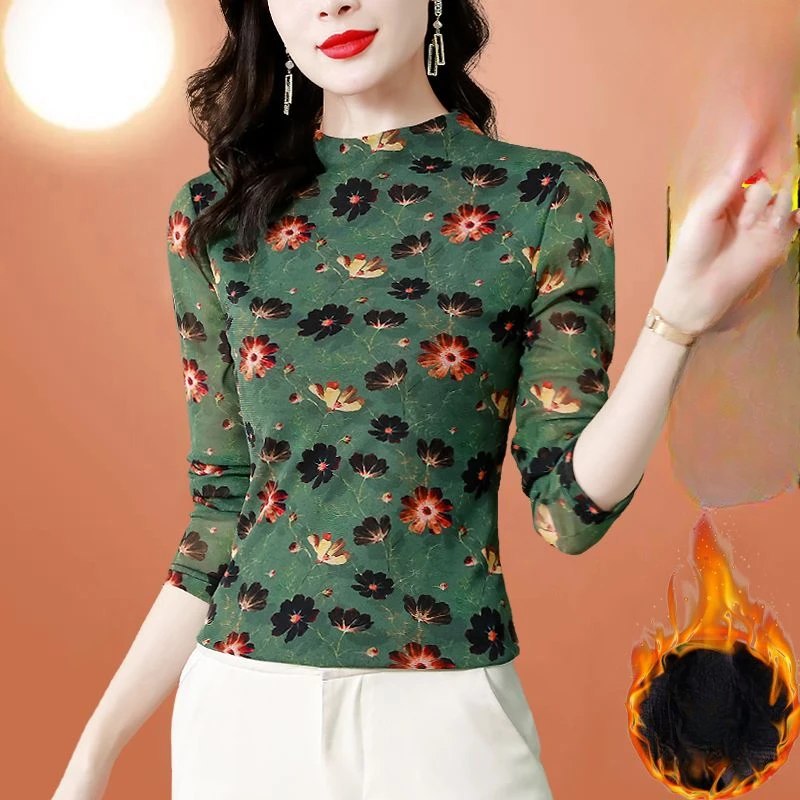 2023 Autumn Winter Fashion Women Half High Collar Pullover Top Female Long-sleeved Mesh Shirt Ladies Print Slim Fit Blousrs G515
2023 Autumn Winter Fashion Women Half High Collar Pullover Top Female Long-sleeved Mesh Shirt Ladies Print Slim Fit Blousrs G515