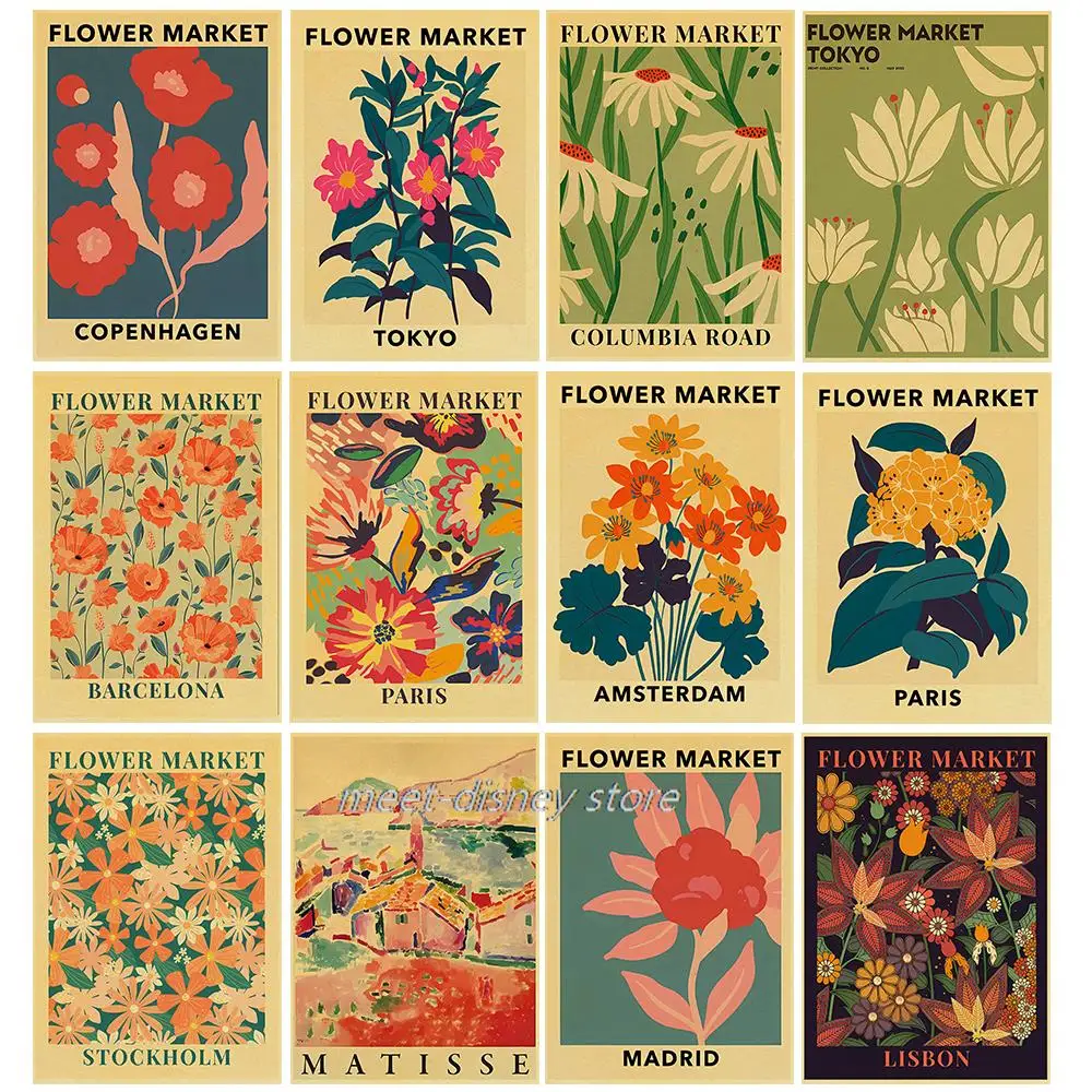 Flower Market Cartoon Posters Kraft Paper Print Room Coffee Bar Home Decoration Chambre Kids Vintage Community Wall Decor
Flower Market Cartoon Posters Kraft Paper Print Room Coffee Bar Home Decoration Chambre Kids Vintage Community Wall Decor