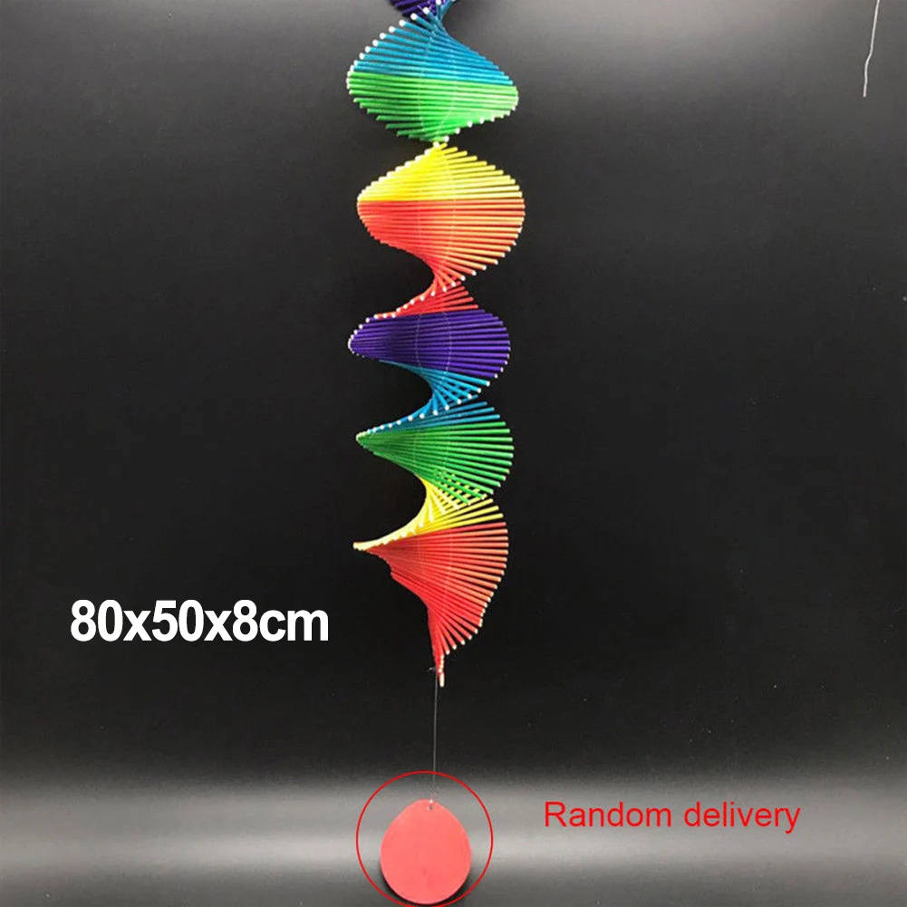 

High quality Decorative Twisted Rainbow Wood 80*50*8cm Wind Chime Pendant Home Colourful Kindergarten New Newest