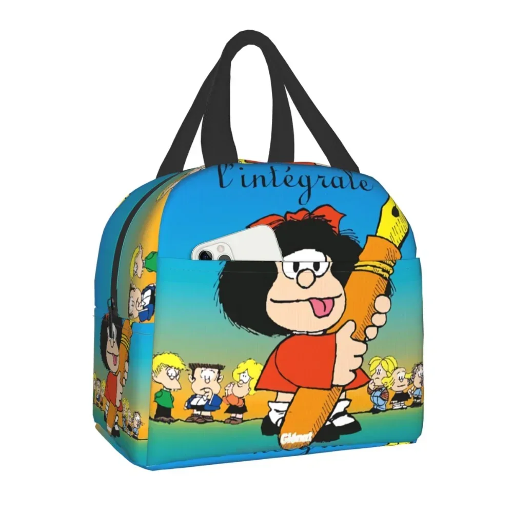 

Классическая изолированная сумка для обеда Mafalda для работы школы Quino мультяшный Mang теплый охлаждающий термальный Ланч-бокс для женщин детские сумки для пикника