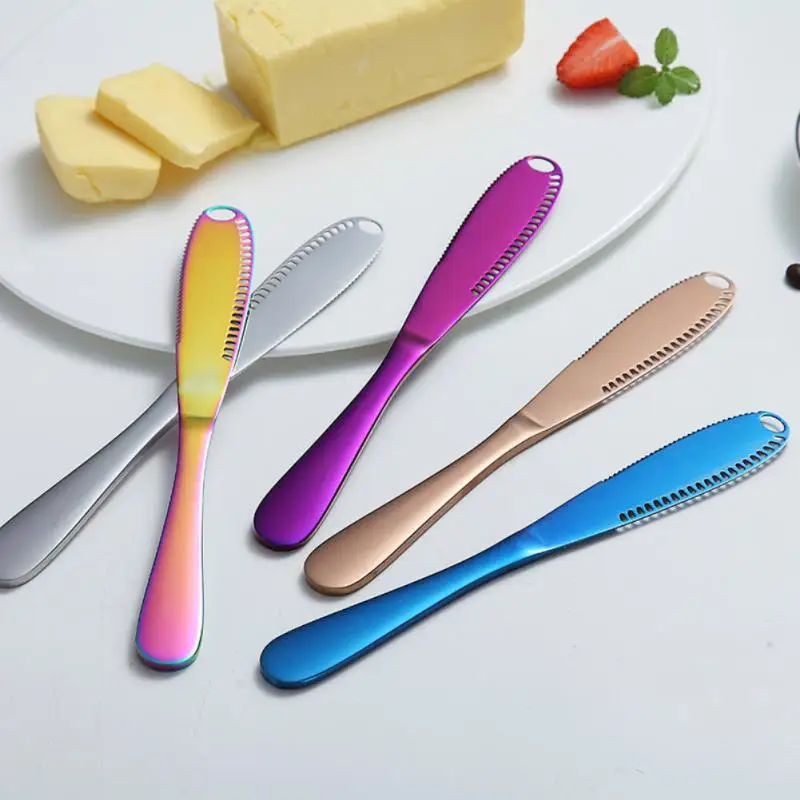 

Stainless Steel Butter Knife Holes Cheese Dessert Knife Cutlery Toast Wipe Cream Bread Cutter Tableware Kitchen Gadgets Tools
