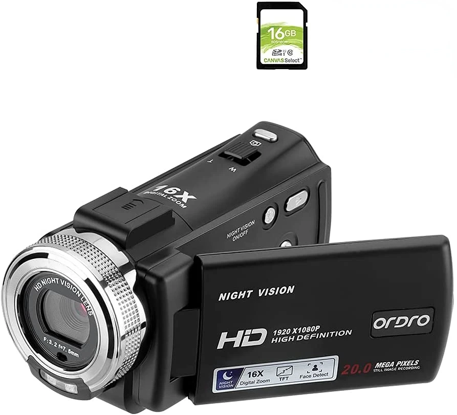 

2022 Camcorders ORDRO HDV-V12 HD 1080P Video Camera Recorder Infrared Night Vision Camera Camcorders with 16G SD Card