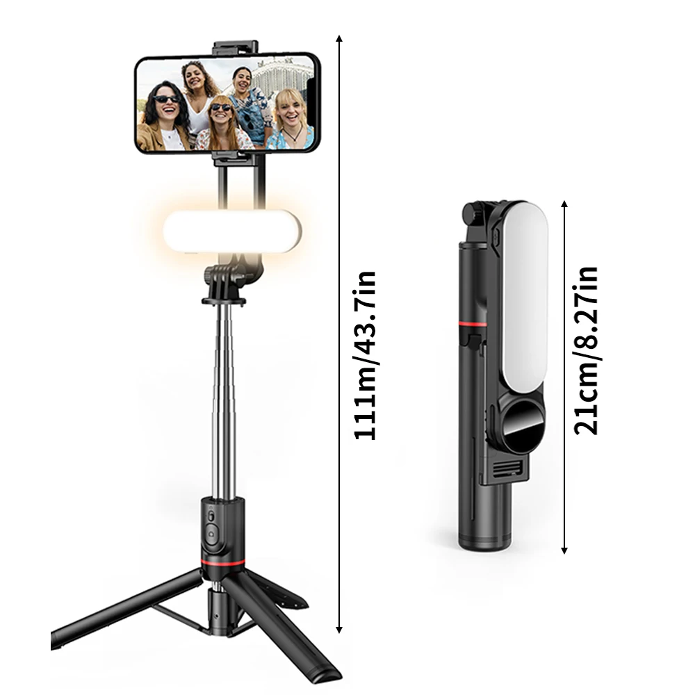 111cm Selfie Stick Wireless Bluetooth Remote Control Tripod Detachable Light single Legged phone Balanced and Stable Shooting 
111cm Selfie Stick Wireless Bluetooth Remote Control Tripod Detachable Light single Legged phone Balanced and Stable Shooting