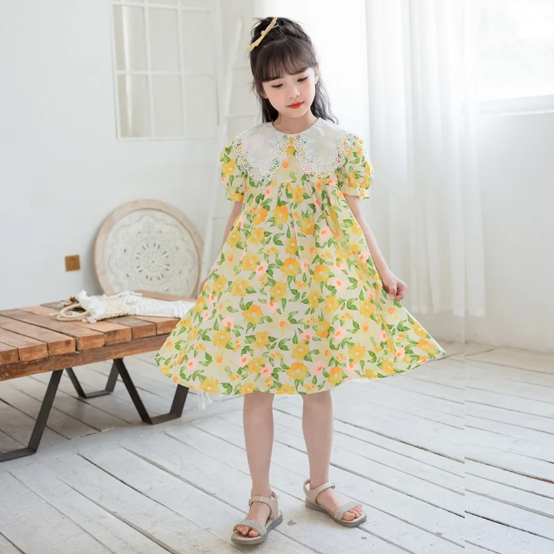Girls' Flower Dress Thin Doll Neck Children's Princess Dress 2023 Summer Teen Kids Loose Sweet Dress
Girls' Flower Dress Thin Doll Neck Children's Princess Dress 2023 Summer Teen Kids Loose Sweet Dress