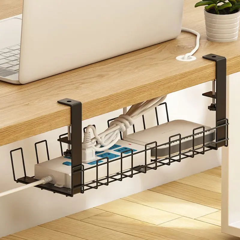 

Полка для корзины из проволоки под столом, стойка для хранения, стойка-органайзер для кабеля под управлением проводами