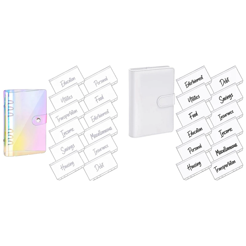 2 Set A6 PU Leather Notebook Magnetic Planning Binder With 12 Binder Pockets Zipper Folder, White Font & Black Font
2 Set A6 PU Leather Notebook Magnetic Planning Binder With 12 Binder Pockets Zipper Folder, White Font & Black Font