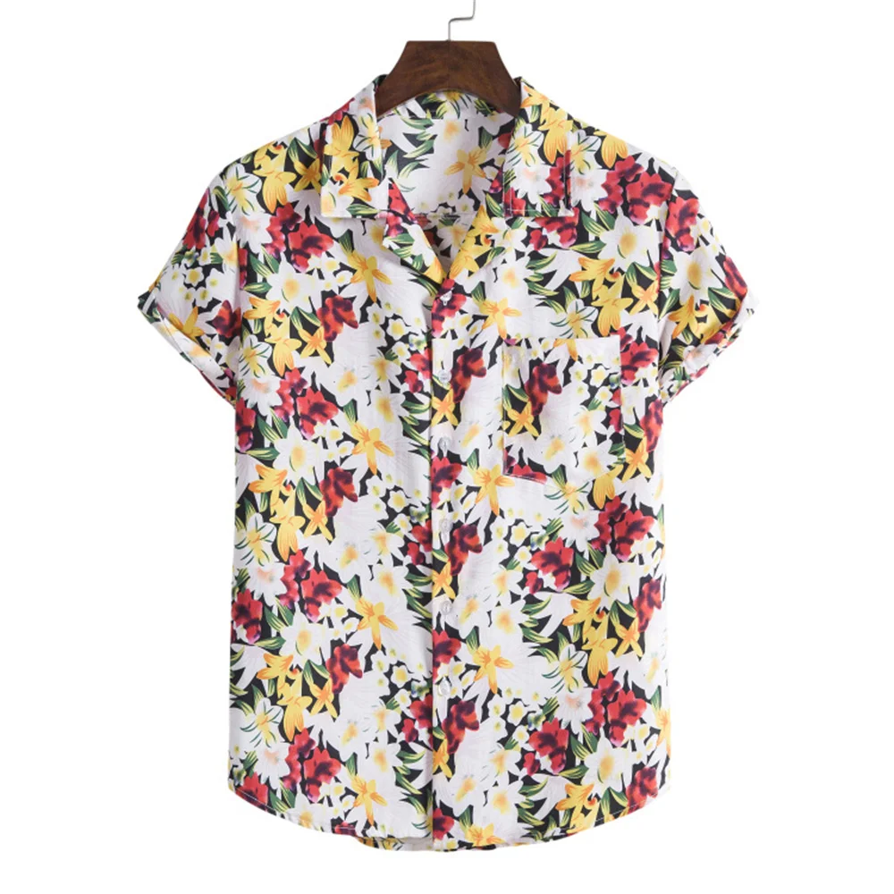 Summer Men Hawaiian Shirt Floral Print Loose Short Sleeve Tee Tops Turn-down Collar Buttons Casual Beach Blouse Streetwear
Summer Men Hawaiian Shirt Floral Print Loose Short Sleeve Tee Tops Turn-down Collar Buttons Casual Beach Blouse Streetwear