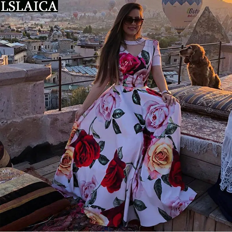 Hot sale party dress print short sleeve big swing elegant maxi dress floral beaded patchwork fashion streetwear women dress
Hot sale party dress print short sleeve big swing elegant maxi dress floral beaded patchwork fashion streetwear women dress