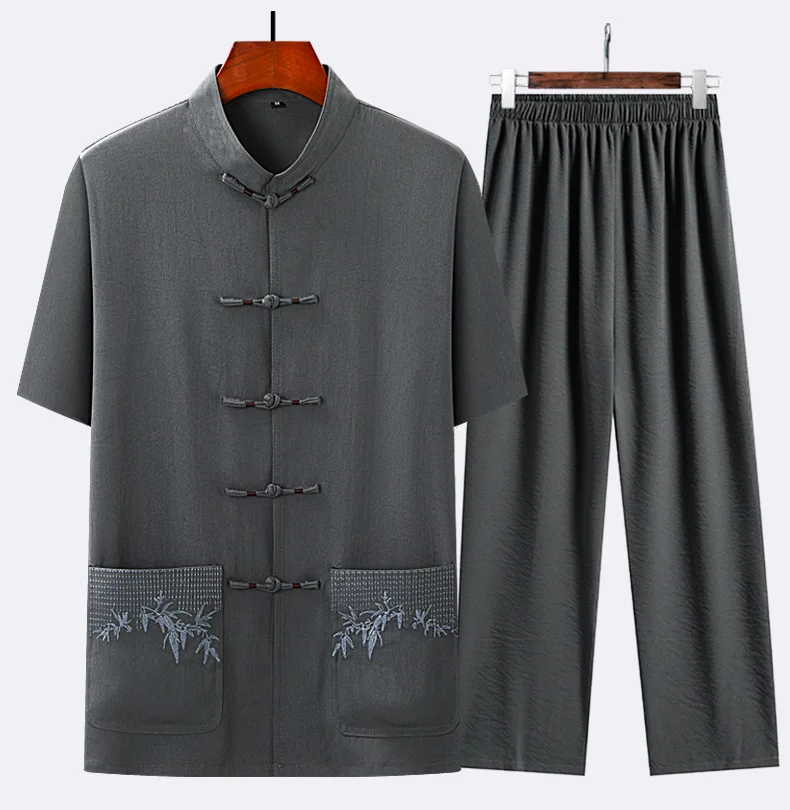 Chinese Traditional Embroidered Tang Suit Men's Short-Sleeved Trousers Loungewear Set Summer Cotton Linen Kung Fu Tai Chi Suit
Chinese Traditional Embroidered Tang Suit Men's Short-Sleeved Trousers Loungewear Set Summer Cotton Linen Kung Fu Tai Chi Suit