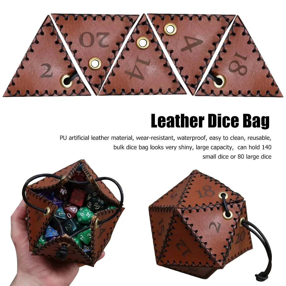 PU Leather Dice Bag Wearable Dice Drawstring Pouches Reusable Polygon Storage Bag Large Capacity for Chessboard Game Accessories
PU Leather Dice Bag Wearable Dice Drawstring Pouches Reusable Polygon Storage Bag Large Capacity for Chessboard Game Accessories