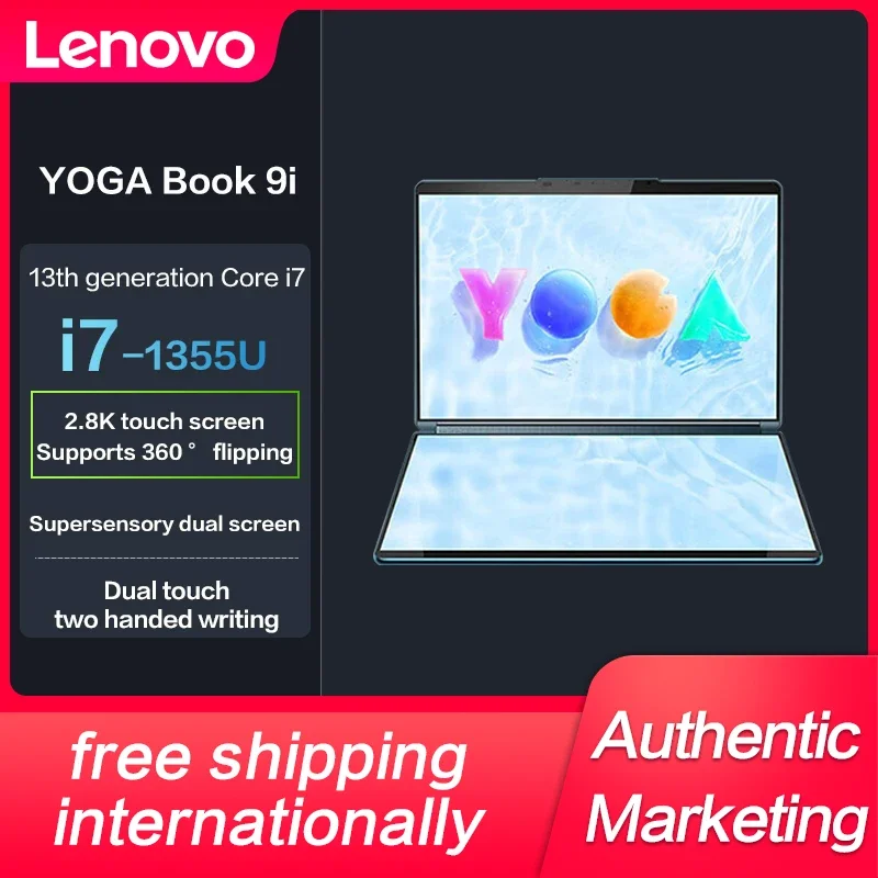 New Genuine Lenovo YOGA Book 9i Slim Laptop Intel i7-1355U Iris Xe 13.3-inch IPS Full touch Double screen Notebook 
New Genuine Lenovo YOGA Book 9i Slim Laptop Intel i7-1355U Iris Xe 13.3-inch IPS Full touch Double screen Notebook
