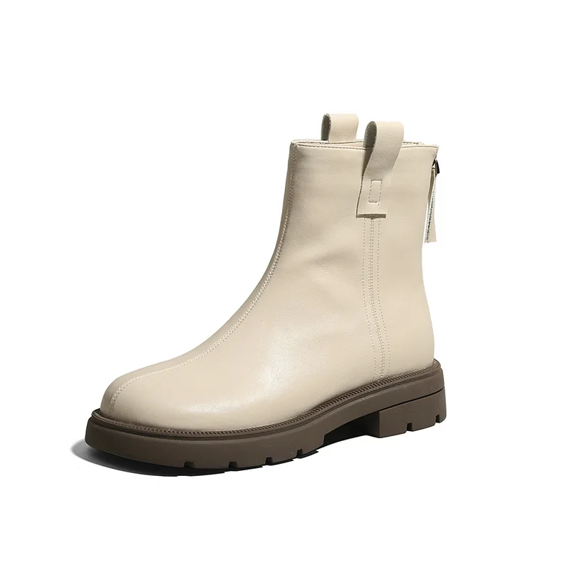 Lady Boots Women's Low Shoes Round Toe Chelsea Zipper Flat Heel Ankle Leather Med Rock Rubber Sewing PU Retro Short Boots Women 
Lady Boots Women's Low Shoes Round Toe Chelsea Zipper Flat Heel Ankle Leather Med Rock Rubber Sewing PU Retro Short Boots Women