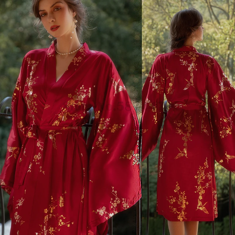 Свадебное утреннее платье, Дамская одежда для сна с золотым принтом, свадебное кимоно для подружки невесты, длинный Атласный халат, домашня...
Свадебное утреннее платье, Дамская одежда для сна с золотым принтом, свадебное кимоно для подружки невесты, длинный Атласный халат, домашня...