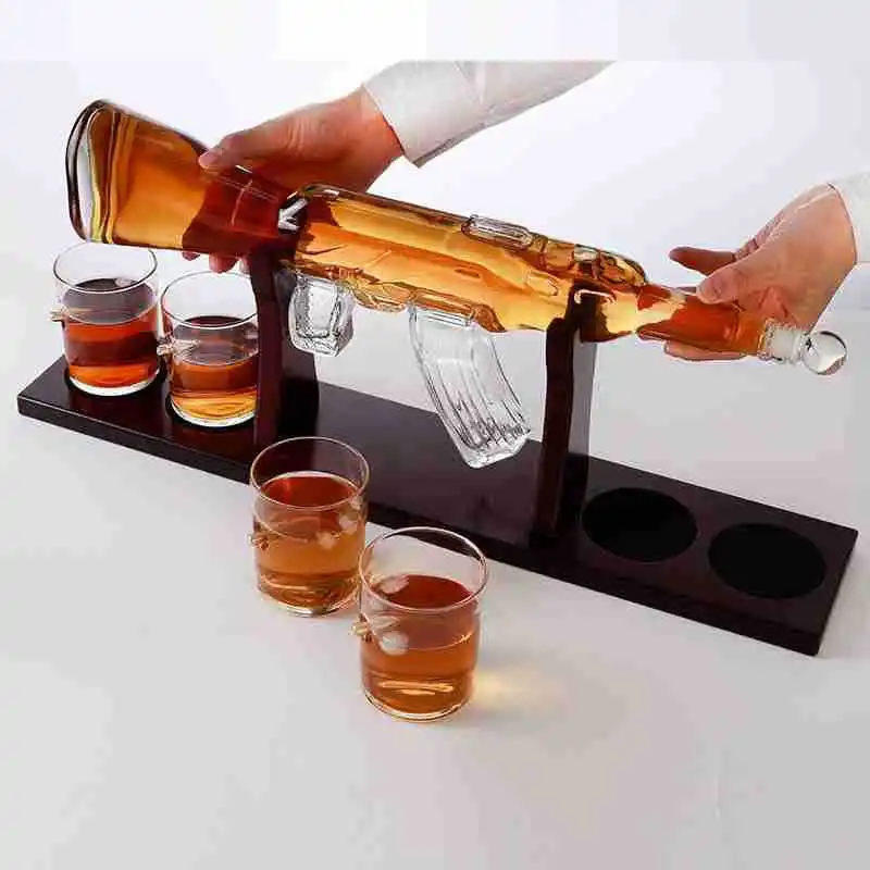 AK47 Gun Shape High-End Glass Whisky Decanter Elegant Wine Container Dispenser With Holder Rack Home Bar Decoration Decanters
AK47 Gun Shape High-End Glass Whisky Decanter Elegant Wine Container Dispenser With Holder Rack Home Bar Decoration Decanters