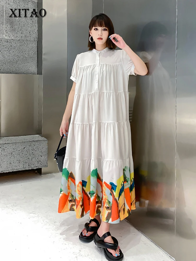 XITAO Fashion Simplicity Dress Loose Contrast Color Casual Print Splicing Hem Summer New Loose Folds Cupcake Dress WMD7039
XITAO Fashion Simplicity Dress Loose Contrast Color Casual Print Splicing Hem Summer New Loose Folds Cupcake Dress WMD7039