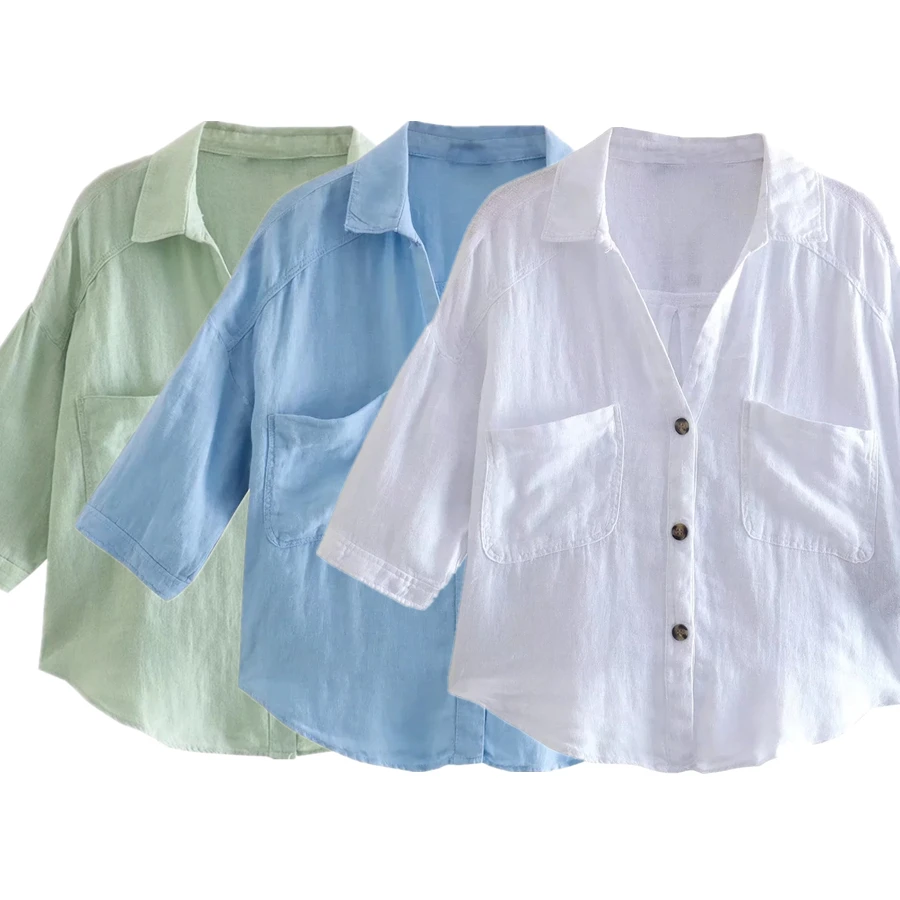 Dave&Di 2022 Short Sleeve Casual Blouse Women England Style Solid Simple Pockets Loose Short Linen Shirt Women Tops
Dave&Di 2022 Short Sleeve Casual Blouse Women England Style Solid Simple Pockets Loose Short Linen Shirt Women Tops