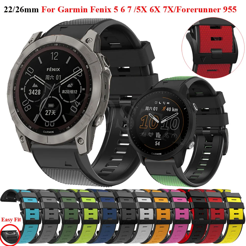22 26mm Sport Silicone Strap For Garmin Fenix 7 7X 5 5X Plus 6 6X Pro 3HR MK1 Epix Gen 2 Forerunner 955 Smartwatch Bracelet Band
22 26mm Sport Silicone Strap For Garmin Fenix 7 7X 5 5X Plus 6 6X Pro 3HR MK1 Epix Gen 2 Forerunner 955 Smartwatch Bracelet Band