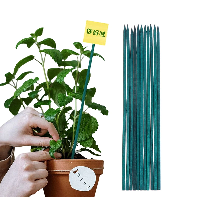 

10 шт., бамбуковые зеленые палочки для поддержки растений