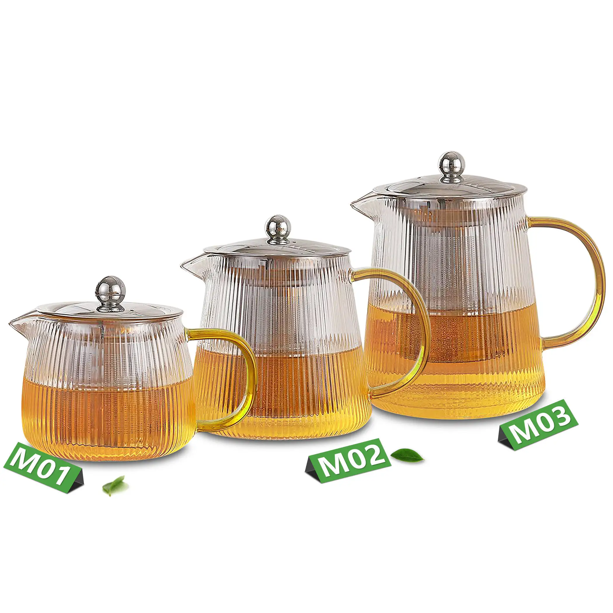 Heat Proof Line Texture Glass Yellow Handle Flower Tea Pot w/ Stainless Steel Lid & Filter
Heat Proof Line Texture Glass Yellow Handle Flower Tea Pot w/ Stainless Steel Lid & Filter