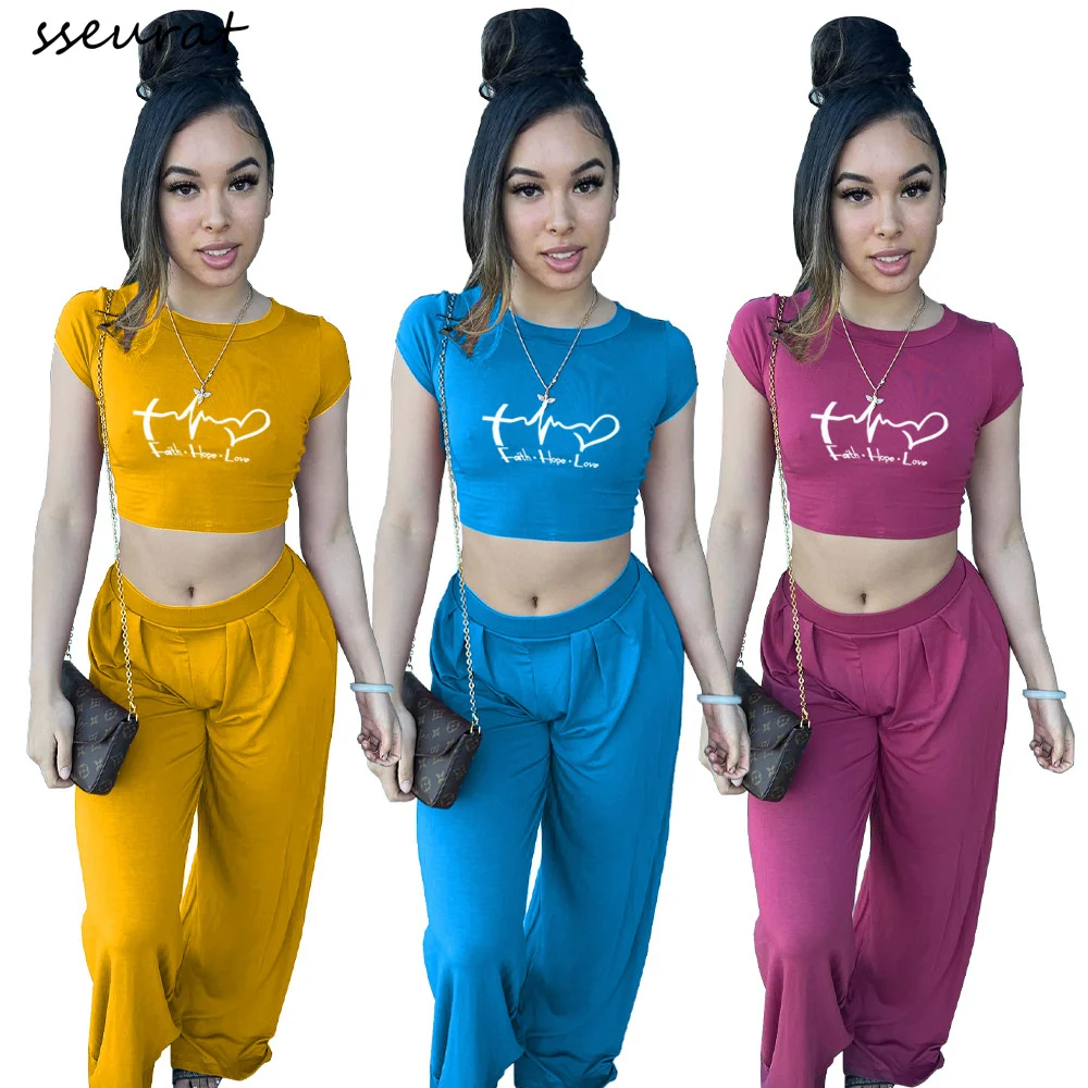 2022 Summer Tracksuits Women 2 Pieces Set Short Sleeve O-Neck Pullover Top Trousers Sportswear Sports Suit Female Clothes
2022 Summer Tracksuits Women 2 Pieces Set Short Sleeve O-Neck Pullover Top Trousers Sportswear Sports Suit Female Clothes
