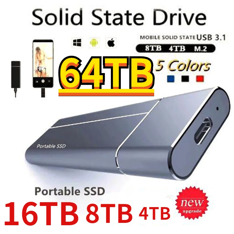 128TB Portable SSD High Speed Transfer 1TB 2TB 4TB 8TB 16TB External Hard Disk USB Type-C Interface Mass Storage Memory Device
128TB Portable SSD High Speed Transfer 1TB 2TB 4TB 8TB 16TB External Hard Disk USB Type-C Interface Mass Storage Memory Device