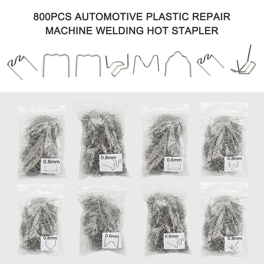800PCS 0.6/0.8mm Plastic Repair Welding Nail Standard Pre Cut Hot Staples For Car Bumper Pre-cut Wave Staples Soldering Tools
800PCS 0.6/0.8mm Plastic Repair Welding Nail Standard Pre Cut Hot Staples For Car Bumper Pre-cut Wave Staples Soldering Tools