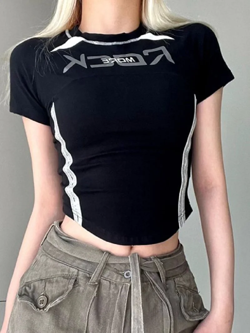 Summer Fashion Women's T-shirt Y2K Street Motorcycle High Street Harajuku T-shirt Letter Printing Spliced Women's Top T-shirt
Summer Fashion Women's T-shirt Y2K Street Motorcycle High Street Harajuku T-shirt Letter Printing Spliced Women's Top T-shirt
