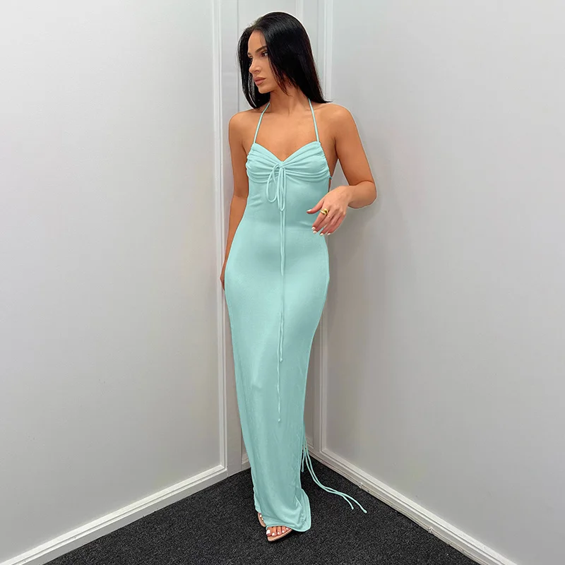 Women Summer Solid Color Sexy Bodycon Dress V-Neck Sleeveless Halterneck Evening Party Tie-Up Backless Long Dress
Women Summer Solid Color Sexy Bodycon Dress V-Neck Sleeveless Halterneck Evening Party Tie-Up Backless Long Dress