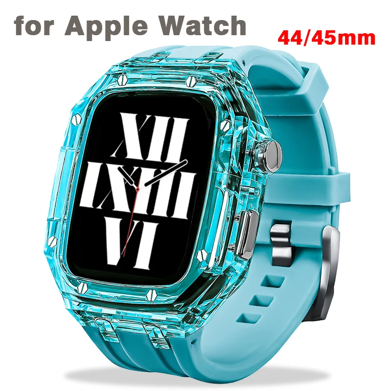 Luxury Transparent Case for Apple Watch 44mm 45mm Modification Kit for iwatch series 8 7 SE 6 5 4 Rubber Band+Cover Mod kit
Luxury Transparent Case for Apple Watch 44mm 45mm Modification Kit for iwatch series 8 7 SE 6 5 4 Rubber Band+Cover Mod kit