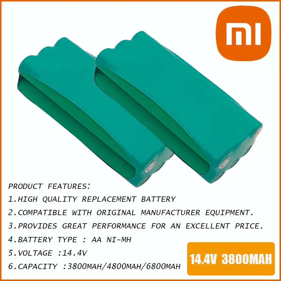 14.4V 3800mAh 4800MAH 6800MAH Vacuum Cleaner Robot Rechargeable NIMH Battery Pack For libero V-M600/M606 V-botT270/271
14.4V 3800mAh 4800MAH 6800MAH Vacuum Cleaner Robot Rechargeable NIMH Battery Pack For libero V-M600/M606 V-botT270/271