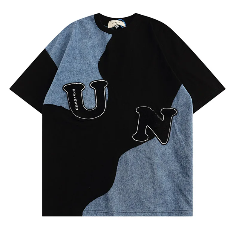 Oversized Harakuju Letter T Shirts Men Summer Short Sleeves Jeans Pathchwork Top Tees For Male Streetwear
Oversized Harakuju Letter T Shirts Men Summer Short Sleeves Jeans Pathchwork Top Tees For Male Streetwear
