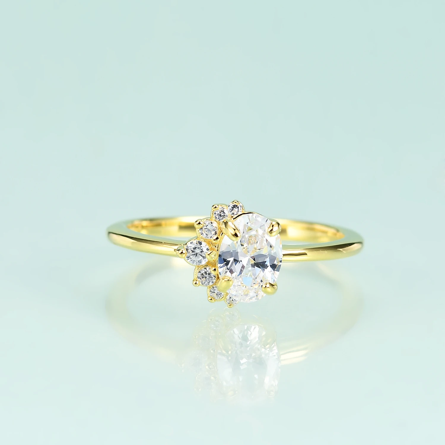 

Обручальные кольца GOLUCA с овальной огранкой, Ювелирное Украшение с искусственными камнями золотого и серебряного цвета, 14K, с цирконом, в стиле Аполло, кольцо, хороший подарок для женщин