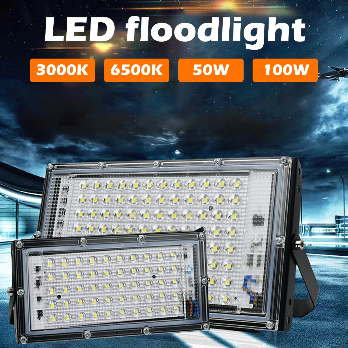 

LED Flood Light Outdoor Security light 50W/100W 3000K/6500K IP65 Waterproof Outdoor Spotlight Super Bright 8000 LM Street Lights