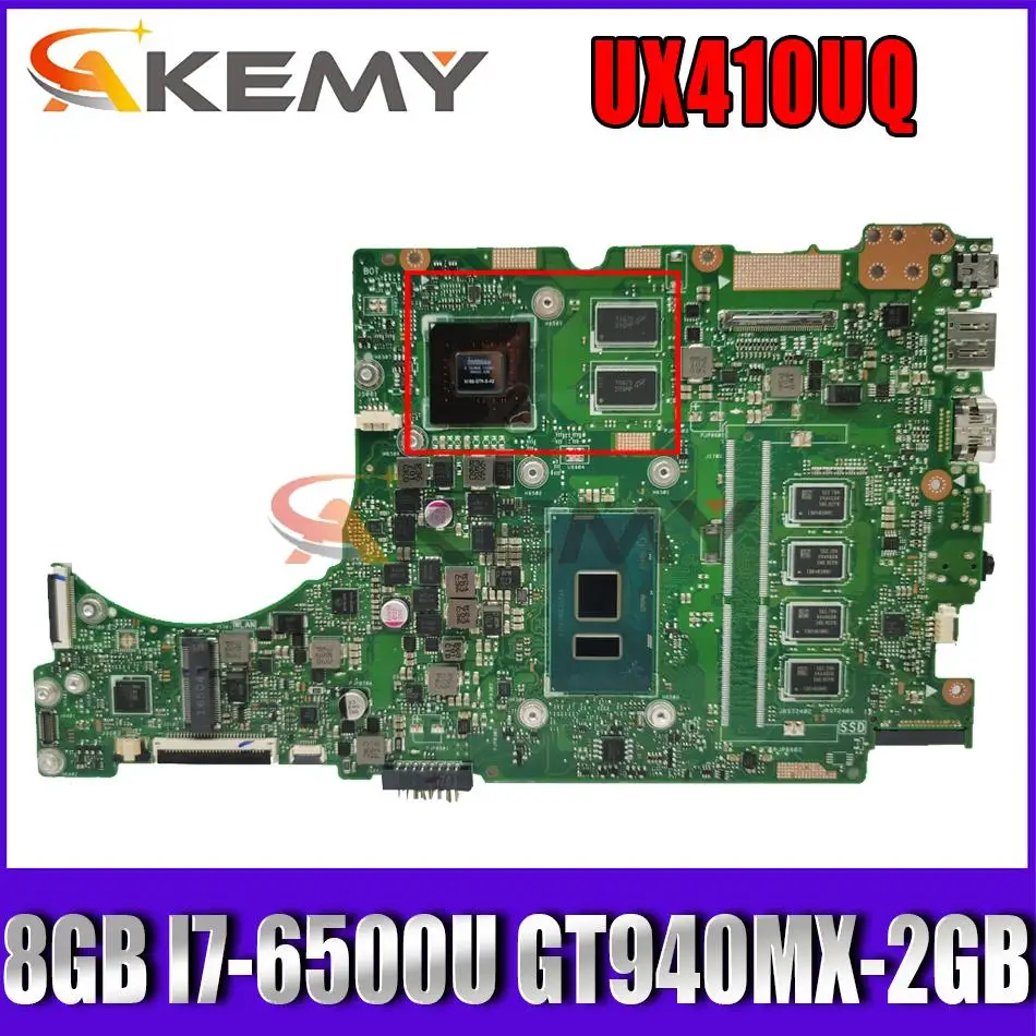 UX310UV Laptop motherboard for ASUS UX410UQ (14 inch) UX410U UX310U original mainboard 8GB-RAM I7-6500U GT940MX-2GB
UX310UV Laptop motherboard for ASUS UX410UQ (14 inch) UX410U UX310U original mainboard 8GB-RAM I7-6500U GT940MX-2GB