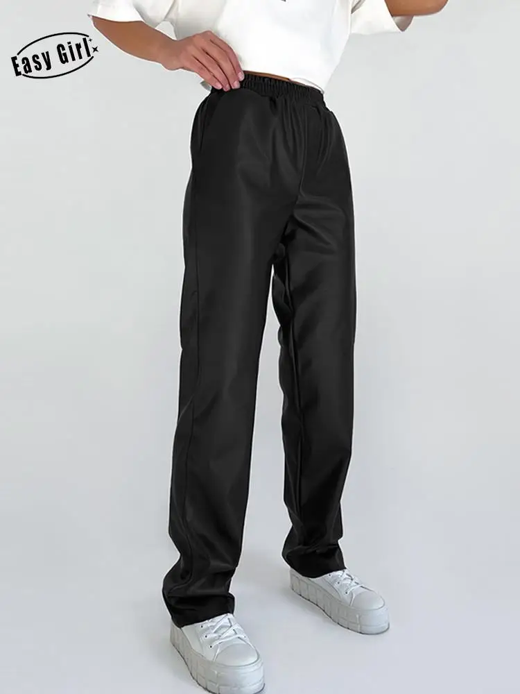 Leather Straight Elastic Waist Women Pants Low Gloss 2022 Autumn Winter Elegant Warm Pachwork Pant with Pockets for Office Lady
Leather Straight Elastic Waist Women Pants Low Gloss 2022 Autumn Winter Elegant Warm Pachwork Pant with Pockets for Office Lady