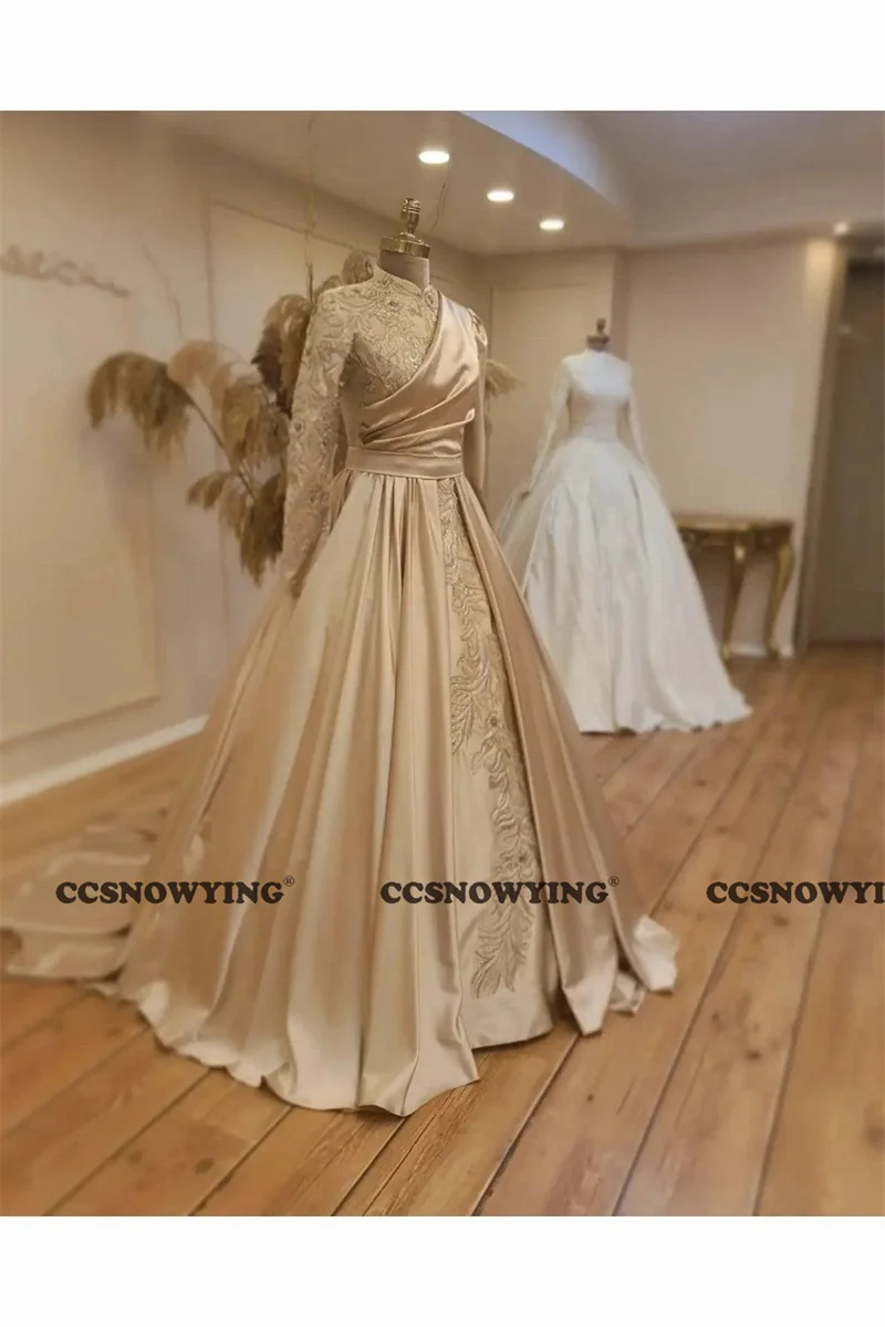 Long Sleeve Hijab Muslim Evening Dresses Satin Appliques Arabic Dubai Prom Formal Party Gowns High Neck Moroccan Caftan Robe
Long Sleeve Hijab Muslim Evening Dresses Satin Appliques Arabic Dubai Prom Formal Party Gowns High Neck Moroccan Caftan Robe
